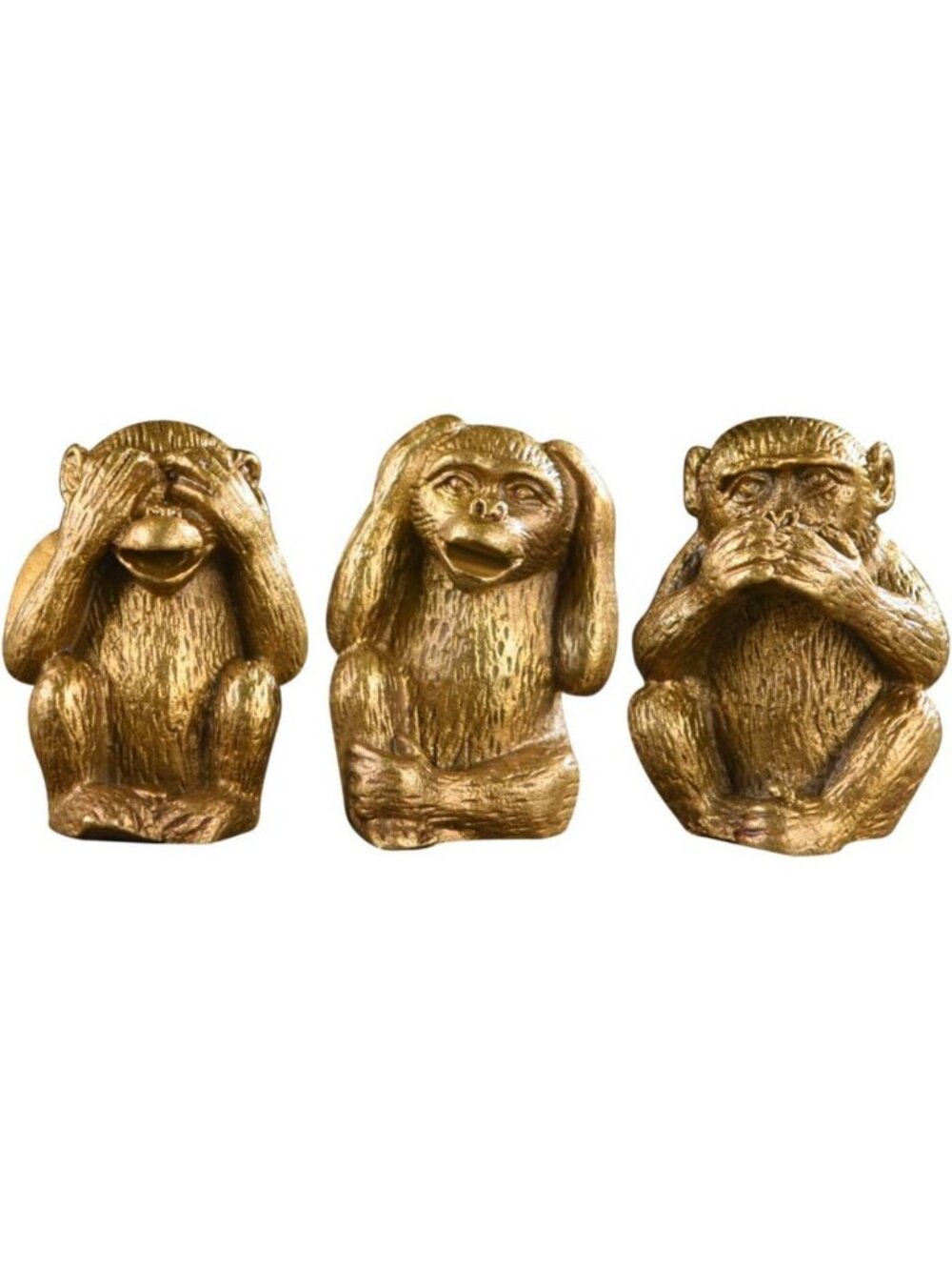 Brass 3 Monkeys Statue - See No Evil, Speak No Evil, Hear No Evil Decor